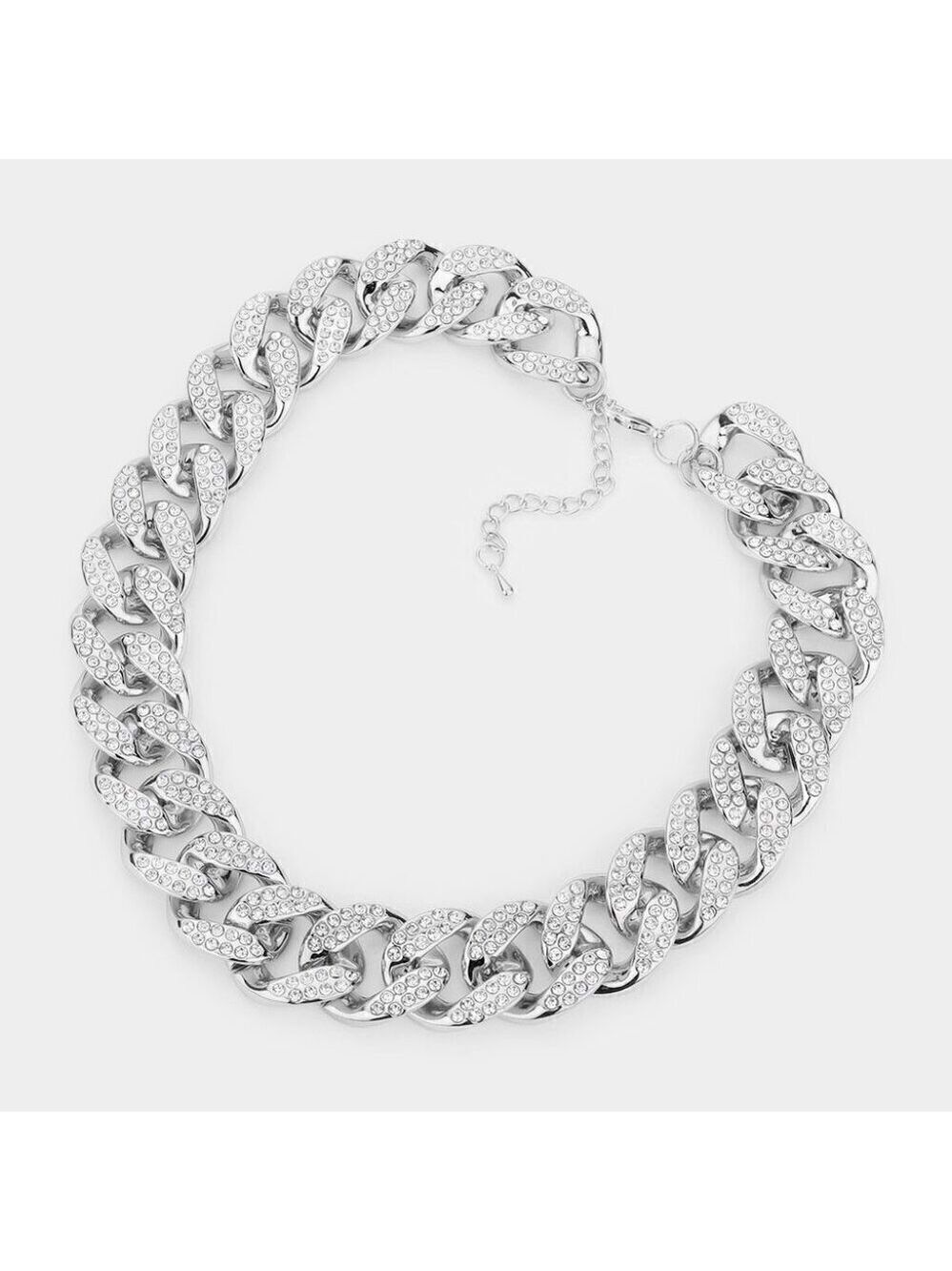 NEW Rhinestone Embellished SIlver Chain Link Necklace Set